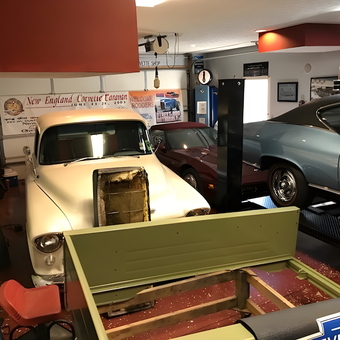 Classic Car Garage with Lift and Wall Signs - Bill from Louisville, KY