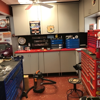 Organized garage with tool chests and cabinets - Bill from Louisville, KY