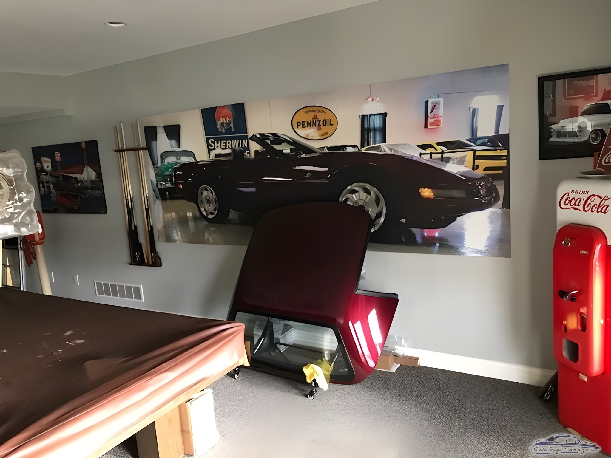 Garage Wall Art, Pool Table, and Coca-Cola Fridge - Bill from Louisville, KY