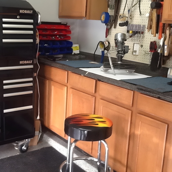 Organized Garage Workspace with Tool Chest and Flame Stool - Phillip from Allen, TX