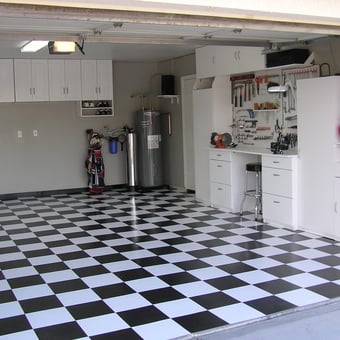 Checkered Garage Floor With Cabinets and Workbench - Michael from Pahrump, NV
