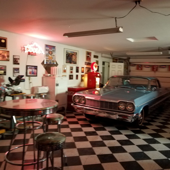 Classic Car Garage with Retro Decor and Neon Sign - Ron from Lake Havasu City, AZ