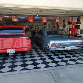 Classic Chevy Cars, Black and White Floor, Retro Decor - Ron from Lake Havasu City, AZ