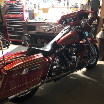 Classic Red Motorcycle and Tool Chest in Garage - Cam from Pace, FL