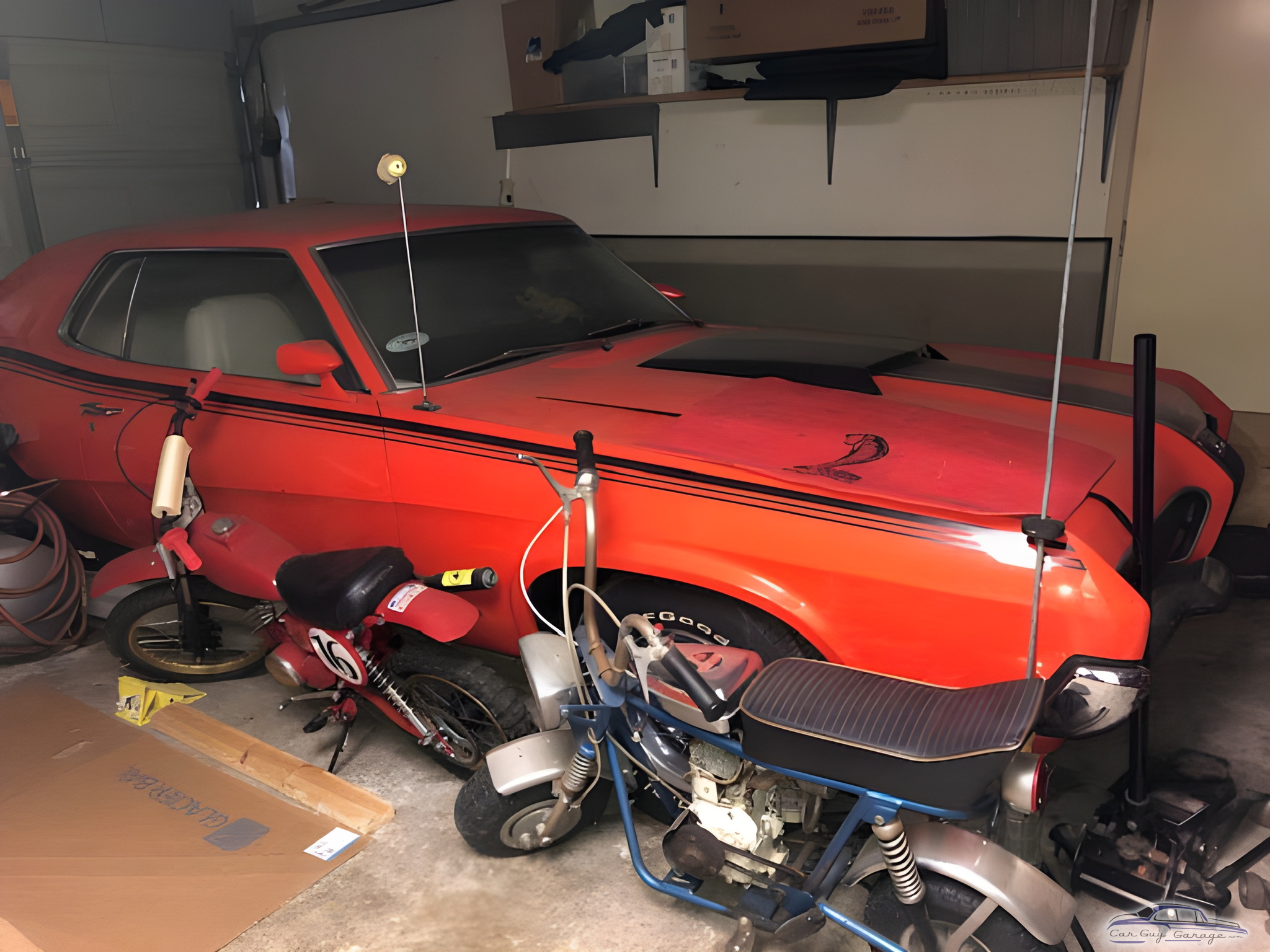 Classic Red Muscle Car and Mini Bikes in Garage - Gregg from Houston, TX