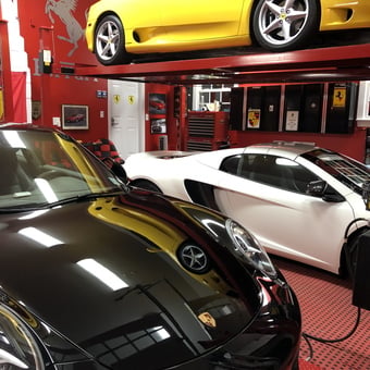 Luxury Garage with Car Lift, Cabinets, and Tool Chest - Bob from Colts Neck, NJ