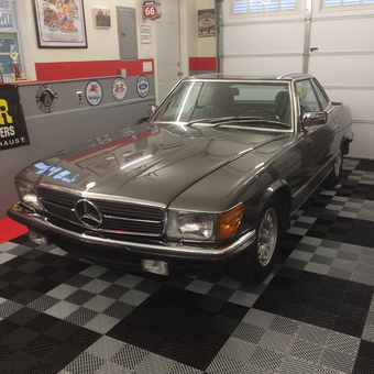 Classic Mercedes in Decorated Garage with Signs and Flooring - Ray from Aston, PA