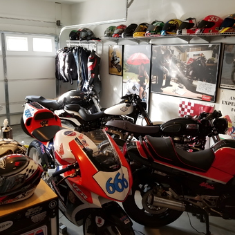 Motorcycle Garage with Helmets and Wall Art - Scott from Malta, NY