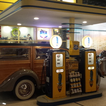 Vintage Gas Pumps and Classic Woodie Garage Display - DANNY from Walnut, CA