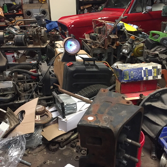 Classic Car Parts and Tools in Busy Garage - Randy from Abilene, TX