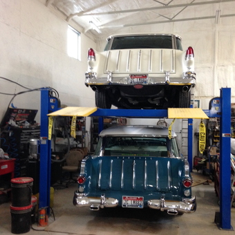 Classic Cars on Four Post Lift in Organized Garage - Keith from Caldwell, ID