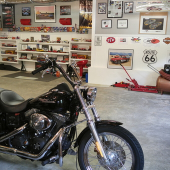 Motorcycle, Wall Art, and Tools in Organized Garage - Bob from Douglasville, GA