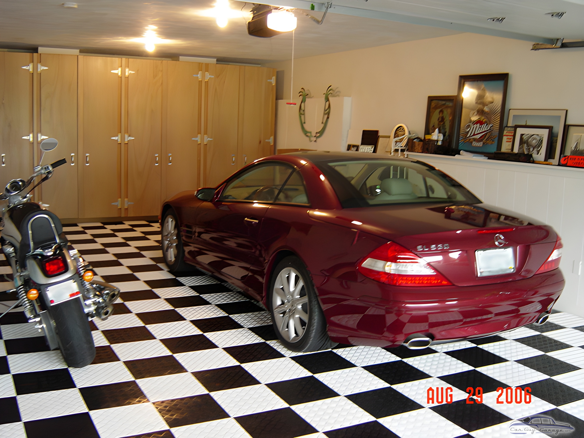 Checkered Garage Floor with Cabinets and Classic Car - Steve from Narragansett, RI