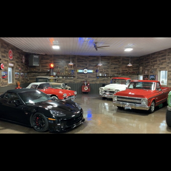 Classic Car Garage with Neon Signs and Wall Decor - Byron from Rigby, ID