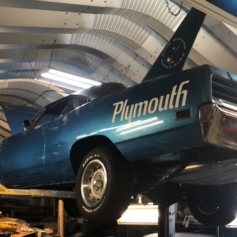 Classic Plymouth Superbird on Lift in Metal Garage - Lonnie from Southwest Ranches, FL
