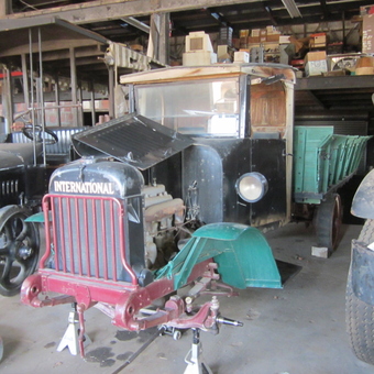 Vintage Trucks and Garage Storage at Motor Transport Museum from Campo, CA