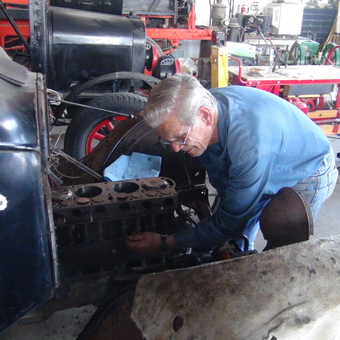 Classic Car Engine Repair in Garage - Motor Transport Museum from Campo, CA