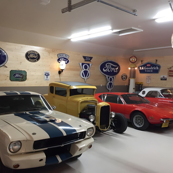 Classic Cars and Vintage Ford Signs in Garage - Alvin from Winkler, Mb Canada