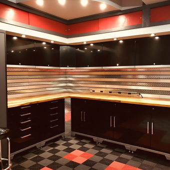 Modern Garage Cabinets and Flooring with LED Lighting - Dan from St Johns, FL