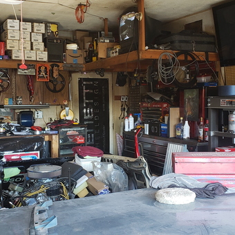 Organized Garage With Tools, Engine Hoist, and Storage - Rob from Tacoma, WA