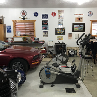 Garage with Mustangs, Wall Signs, and Gym Equipment - Darrell from Minot, ND