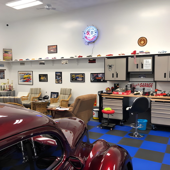 Organized garage with tool cabinets and decor - Joseph from East Greenwich, RI