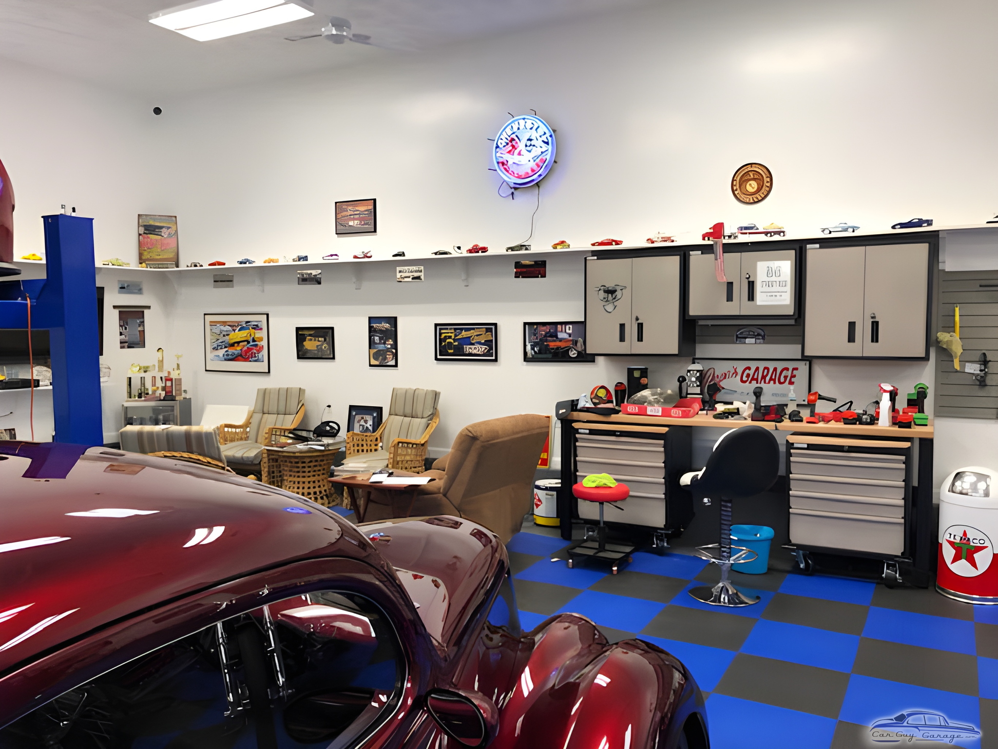 Organized garage with tool cabinets and decor - Joseph from East Greenwich, RI