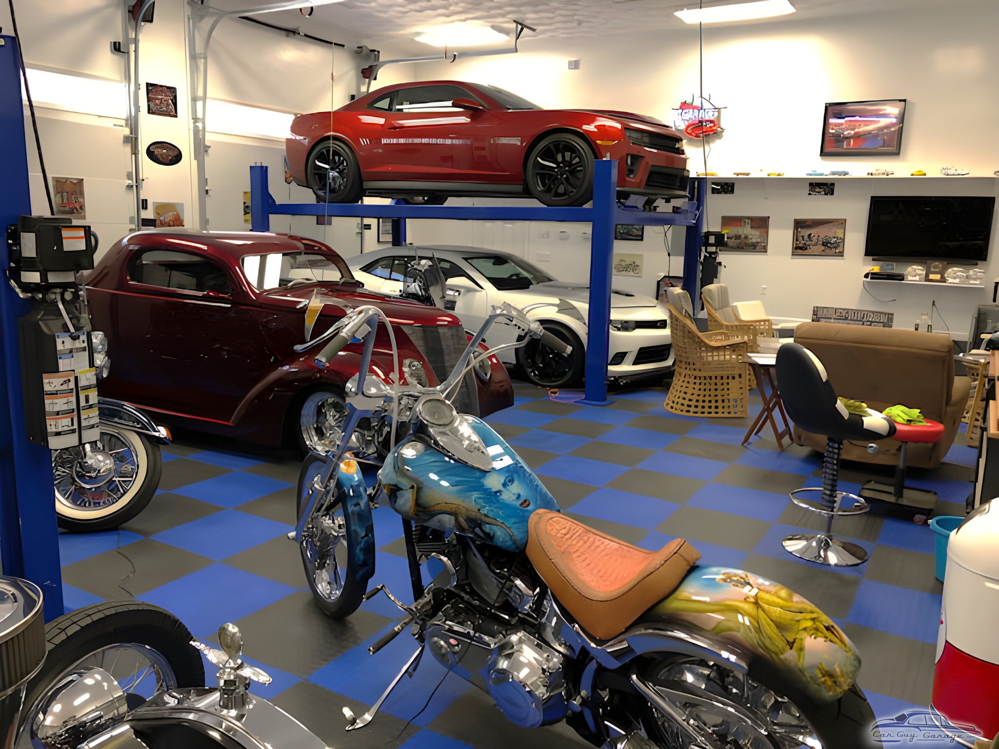 Classic Cars, Motorcycle, and Car Lift in Custom Garage - Joseph from East Greenwich, RI