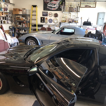Corvette Garage with Racing Decor and Trophies - Brett from Claypool, IN