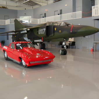 Red Classic Corvette and Jet in Spacious Garage - Bill