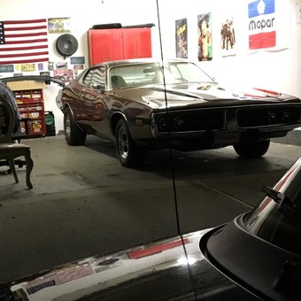 Classic car garage with red cabinets and tool chest - Larry from North Arlington, NJ