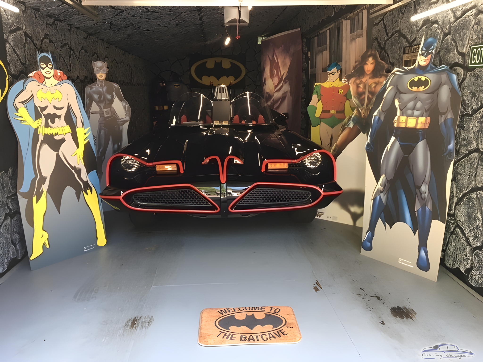 Batmobile garage with superhero decor and signs - Bill from Burtonsville, MD