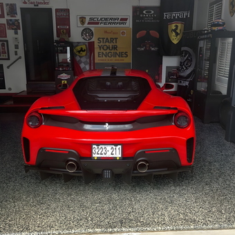 Ferrari Themed Garage With Decor and Red Supercar - Chalfont, PA