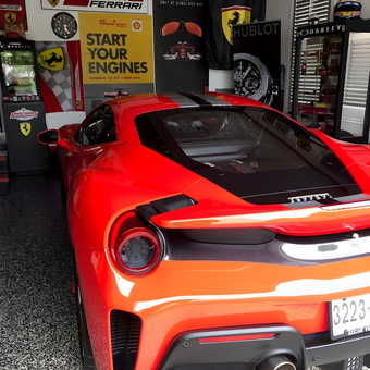 Ferrari Themed Garage with Memorabilia Displays - Chalfont, PA