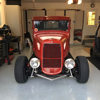 Classic Red Hot Rod in Organized Garage - ROADENTS from Penn Valley, CA