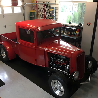 Classic Red Hot Rod in Organized Garage - ROADENTS from Penn Valley, CA