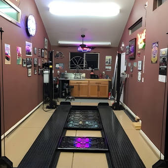 Custom Garage With Car Lift and Neon Signs - Vern from Tucson, AZ