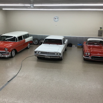 Classic Cars in Clean Garage with Wall Art - Bill from Albert Lea, MN