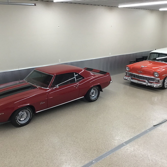 Classic Cars in Clean Garage with Metal Wall Panels - Bill from Albert Lea, MN