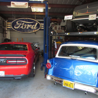 Classic Car Garage with Vehicle Lifts and Ford Sign - John from Vallejo, CA