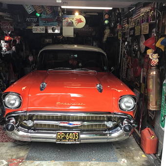 Classic Car Garage with Vintage Decor and Signs - Jim from Staten Island, NY