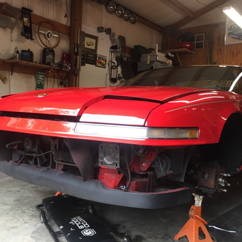 Red Car Restoration with Jack Stands and Creeper - Dave from Ellenboro, NC