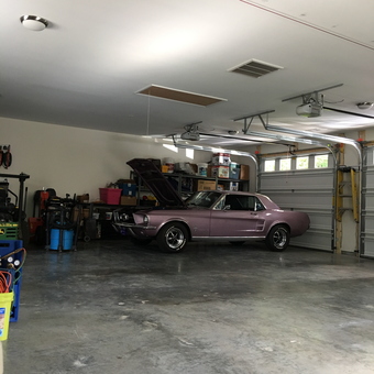 Organized Garage With Classic Car and Storage Shelves - Bessie from Harpers Ferry, WV