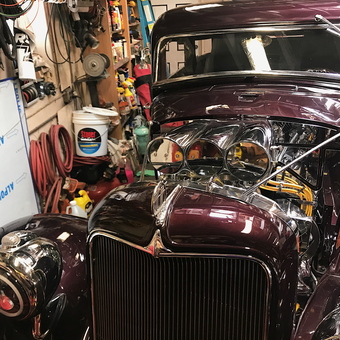 Classic Car with Custom Engine in Organized Garage - Danielle from New York