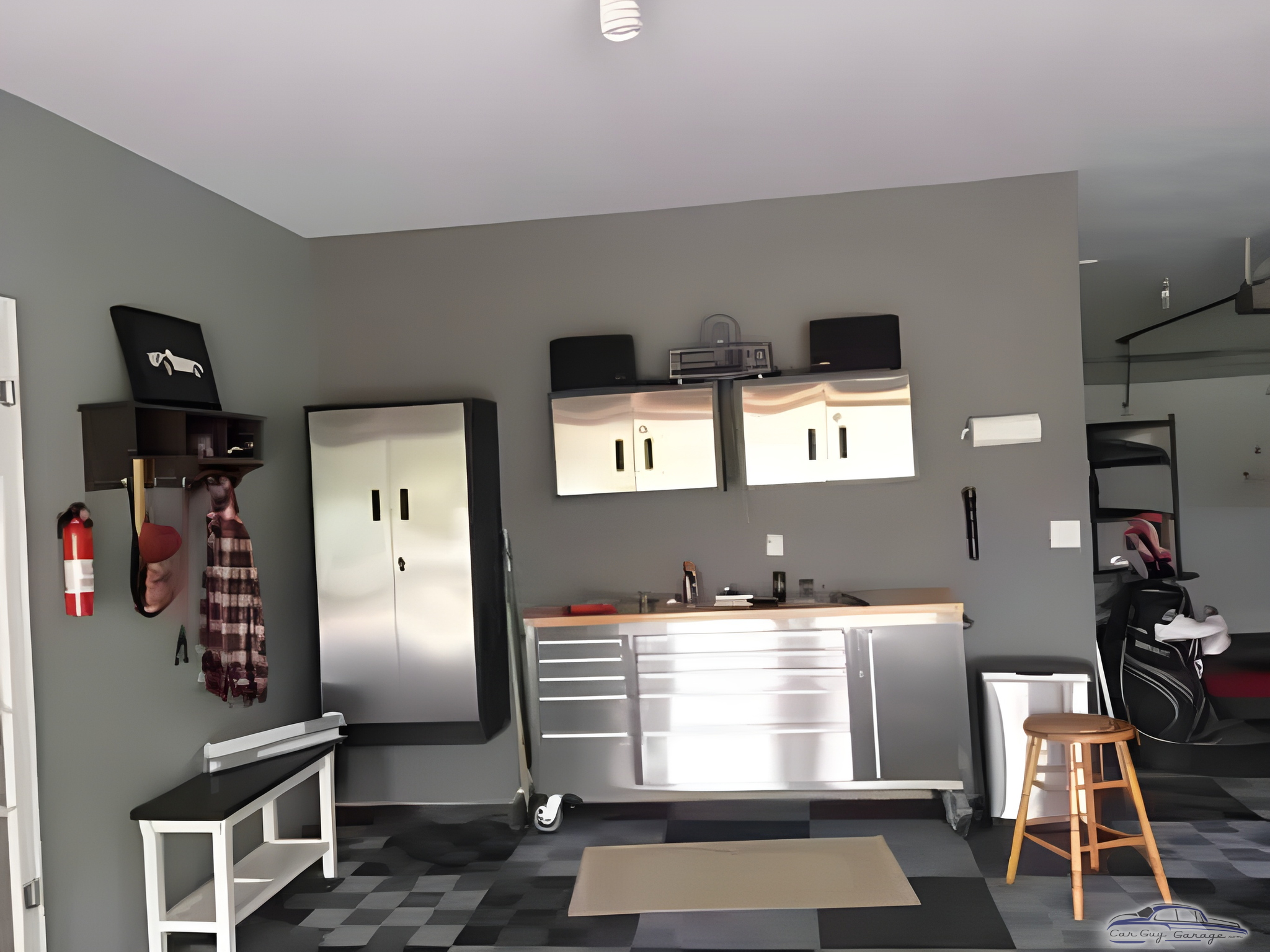 Modern garage with metal cabinets and workbench - Rick from Valparaiso, IN