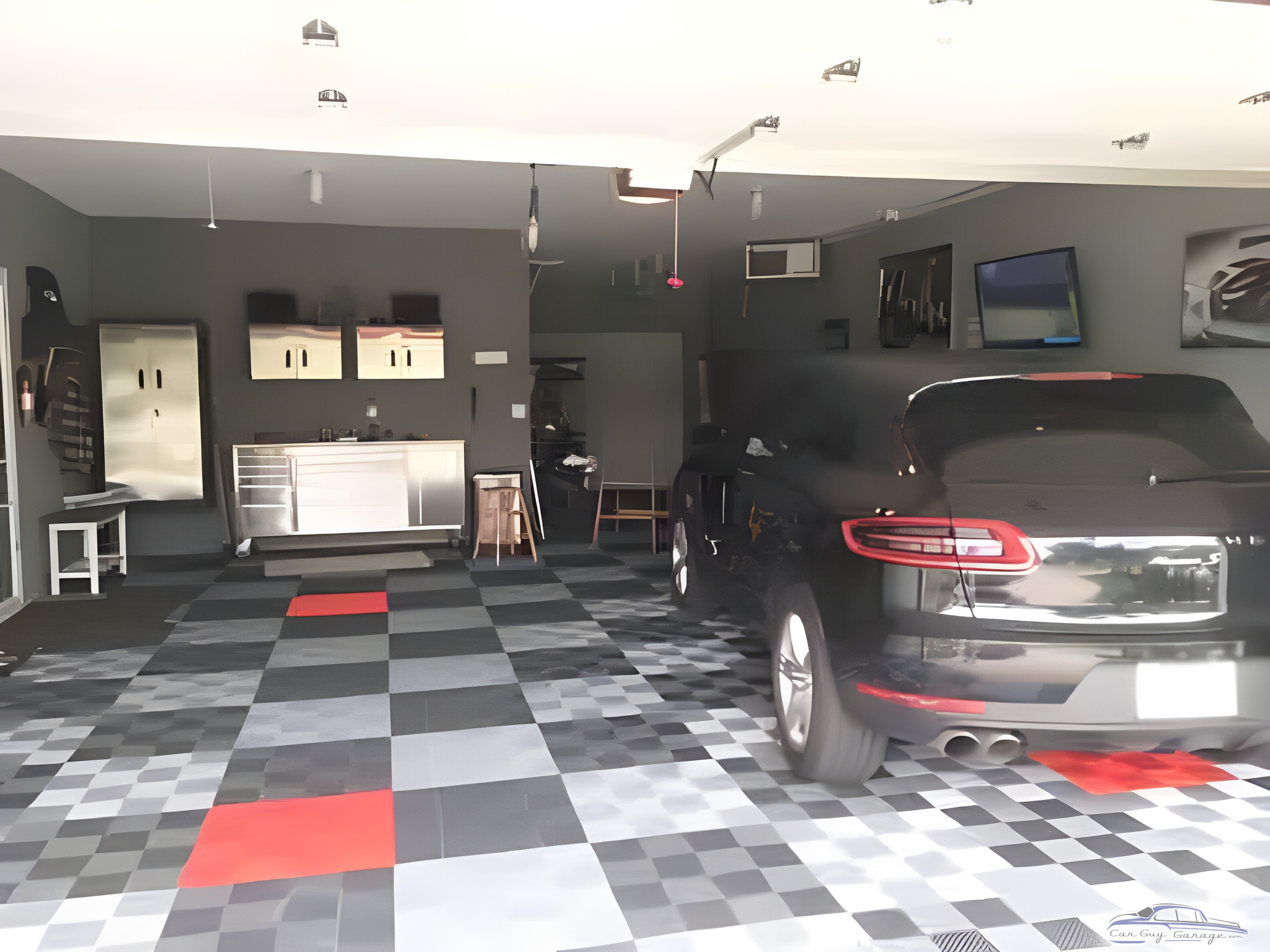 Modern garage with modular flooring and storage cabinets - Rick from Valparaiso, IN