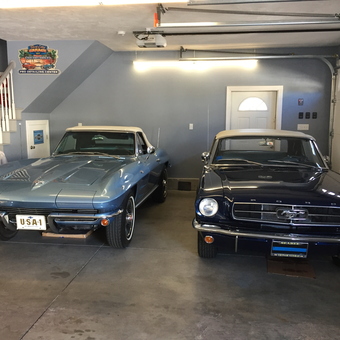 Classic Corvette and Mustang in Clean Organized Garage - VIGBAR from Dracut, MA