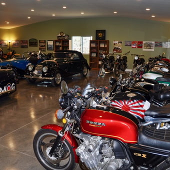 Classic Motorcycles and Vintage Cars in Polished Garage - Jason from Arroyo Grande, CA