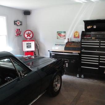 Classic car garage with tool chests and signs - Peter from DOWNINGTOWN, PA