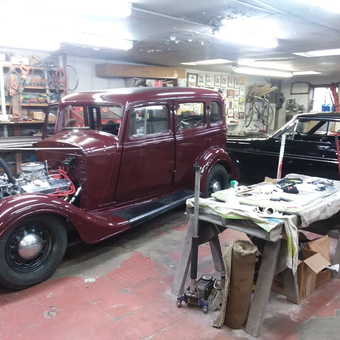 Classic Cars in Restored Garage with Workbenches - Joe from Groveland, IL
